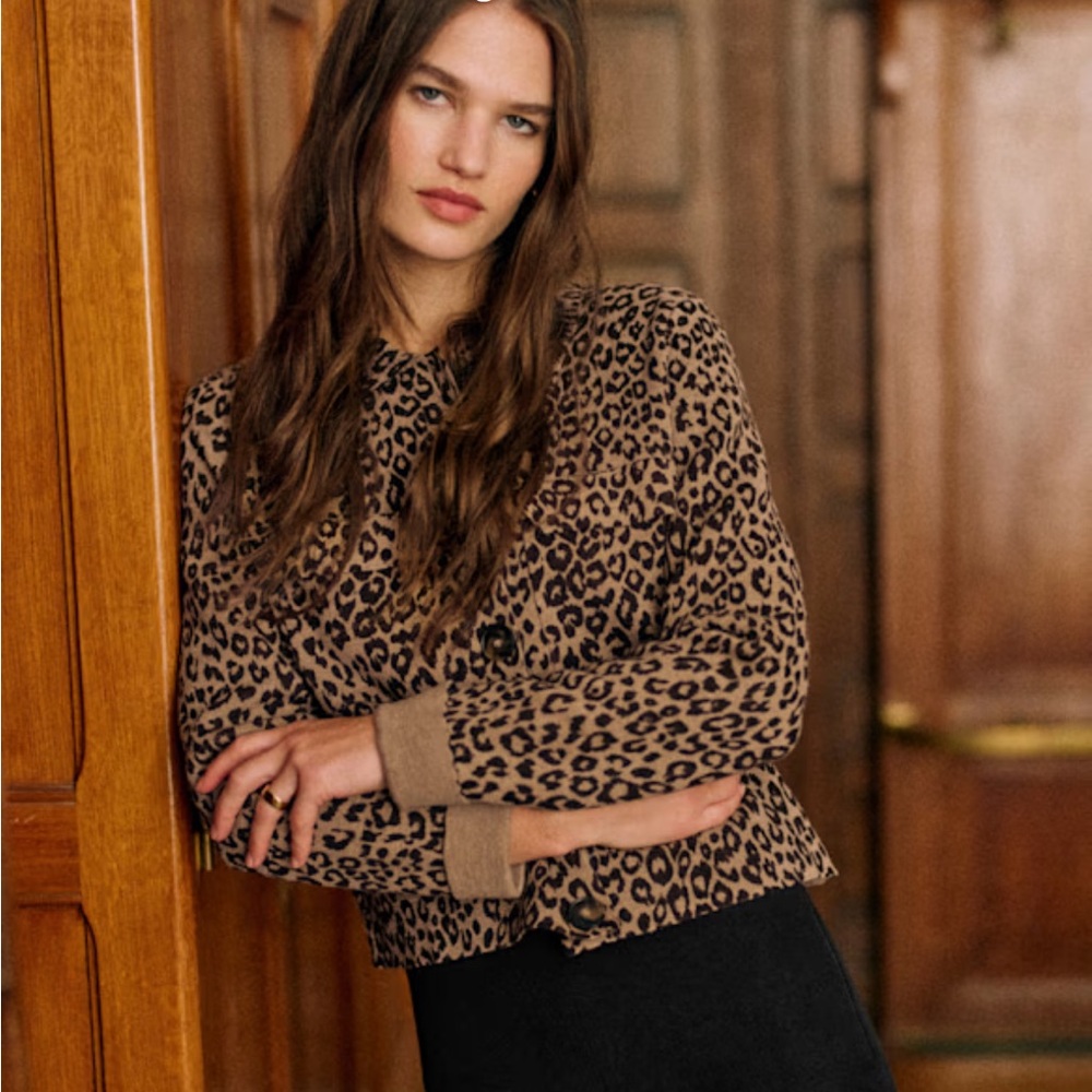 Sezane Betty cardigan in leapord size small